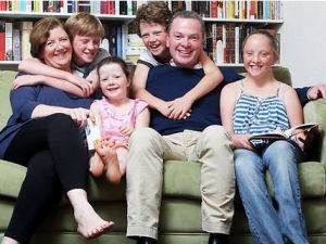  Christopher and Caroline Pyne with their children Eleanor, 12, Barnaby, 12, Felix, 10 and Aurelia, 5. Picture: Simon Cross Source: News Limited 